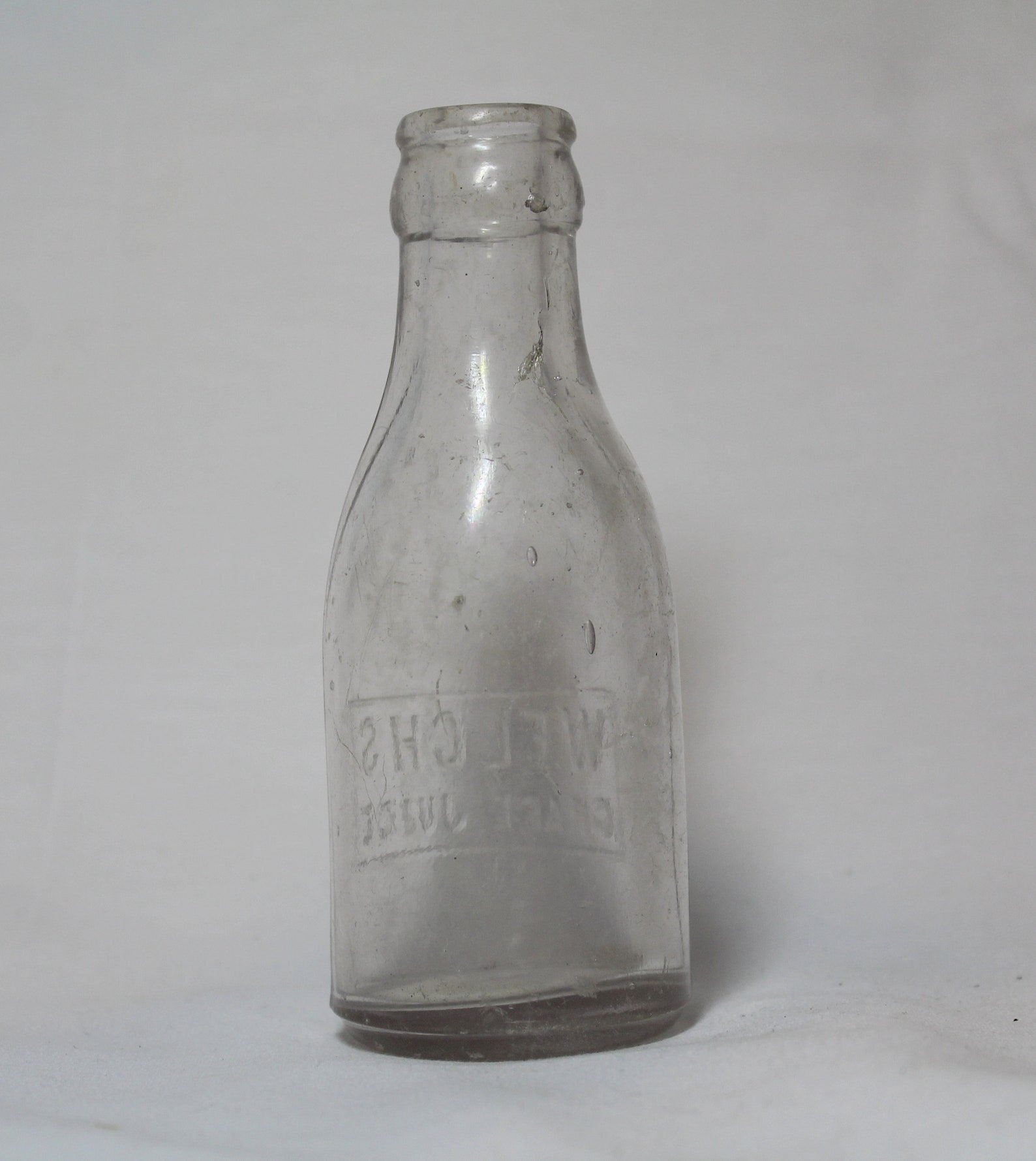Vintage Welchs Grape Juice Bottle Clear Glass Embossed Etsy