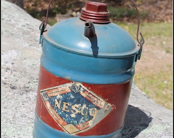 Vintage Nesco Galvanized gallon tin with pour - National Enameling & Stamping Company Inc. Nescoware