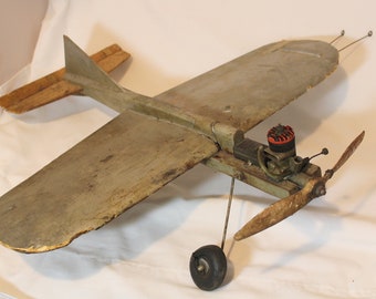 Original Vintage Complete Wooden Control Line Plane with McCoy 19 Engine