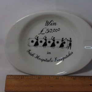 Vintage Aschenbecher - &#39;Win 50.000 Pfund in Irish Hospital Sweepstakes&#39; - Arklow Republic of Ireland