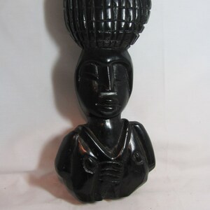 Vintage Ebony Lady Carving in Wood - Unmarked