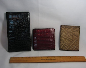 3er Set Vintage Leder Geldbörsen/ Geldbörsen - Schwarz / Rot / Braun