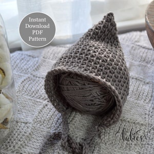 Tunisian Crochet Baby Bonnet Pattern in 3 Sizes, Instant Download Printable PDF Pattern Newborn, 3-6 mo and 6-12 mo image 2