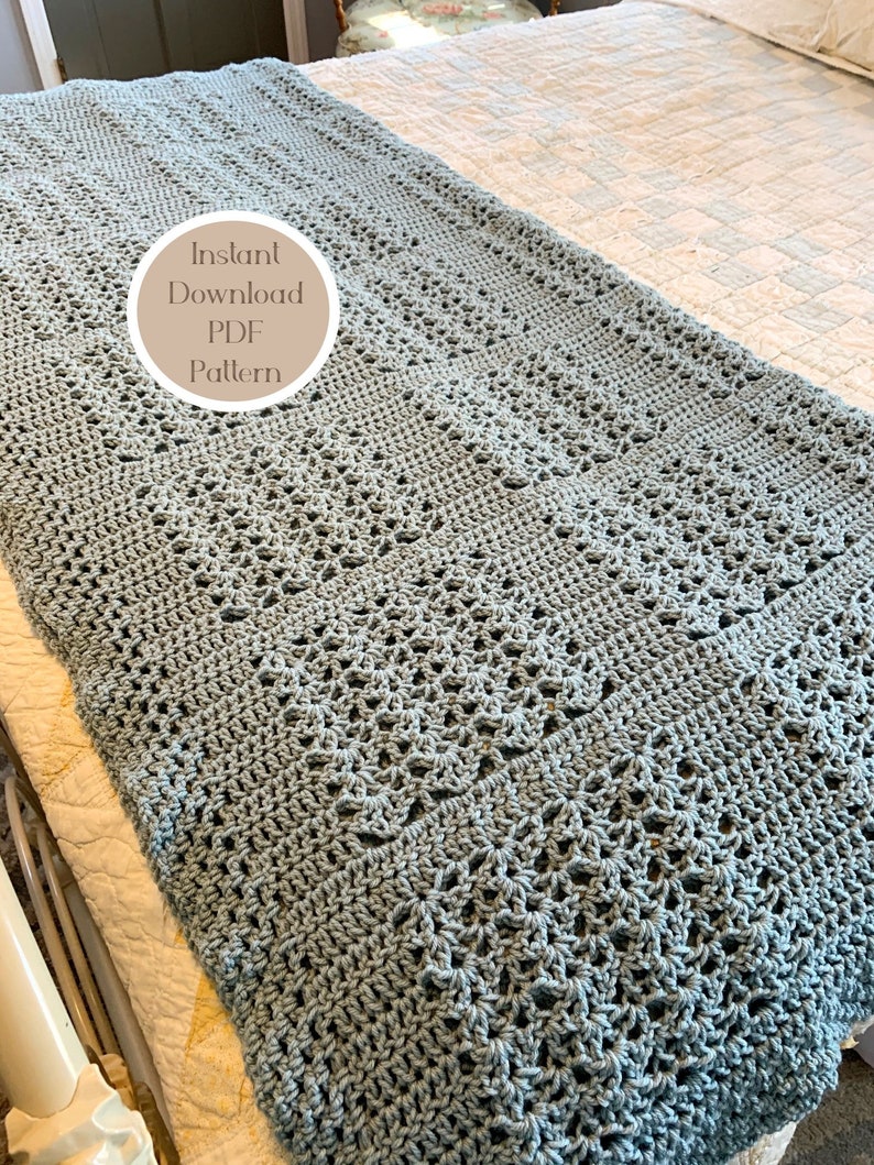 Easy Crochet Pattern Farmhouse Afghan Blanket. DOWNLOAD NOW Etsy