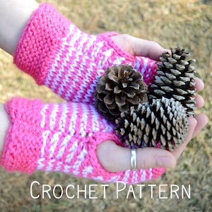 Tunisian Crochet Pattern, PDF Pattern Instant Download Winter Handwarmer Fingerless Gloves Crochet Pattern