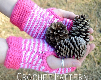 Tunisian Crochet Pattern, PDF Pattern Instant Download Winter Handwarmer Fingerless Gloves Crochet Pattern
