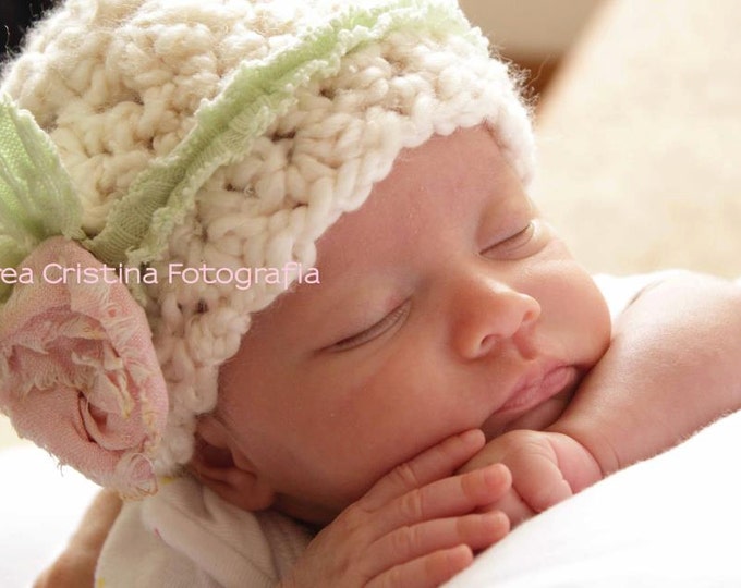 Crochet Newborn Hat, Baby Girl Crochet Hat, Baby Photo Prop Beanie