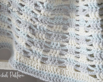 Easy Crochet Pattern Farmhouse Baby Blanket. DOWNLOAD NOW.  Makes a Wonderful Baby Shower Gift. Sizes for Babies Toddlers and Adults