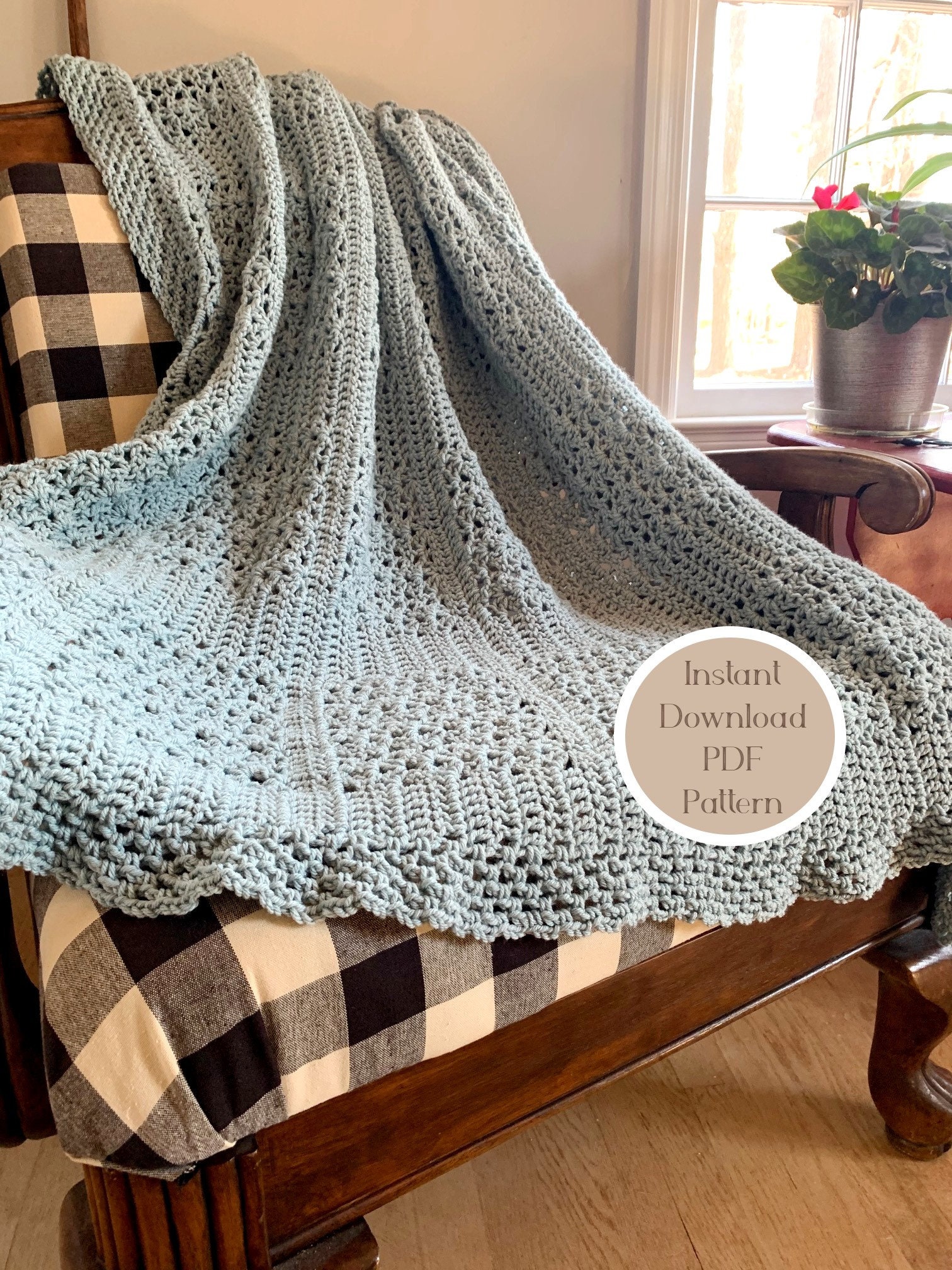 Easy Crochet Pattern Farmhouse Afghan Blanket. DOWNLOAD NOW Etsy