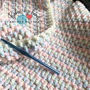 3-Color Crochet Baby Blanket Pattern: Easy Beginner PDF, 5 Sizes (Instant Download)
