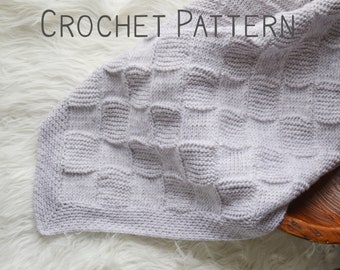 Tunisian Crochet Baby Blanket Pattern to Download and Print or Save, Instructions for 5 Sizes