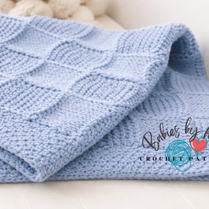 Patrón de manta de bebé de ganchillo tunecino, con aspecto de punto, 5 tamaños (descarga en PDF)