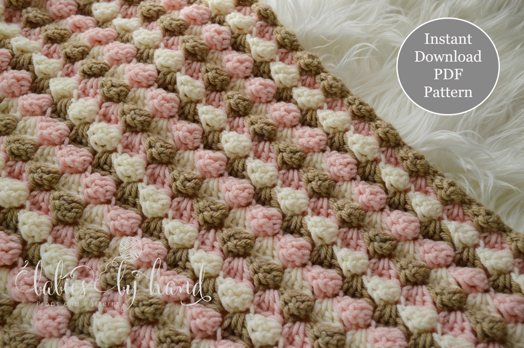 Granny Square Crochet Popcorn Stitch Baby Blanket Pattern Red