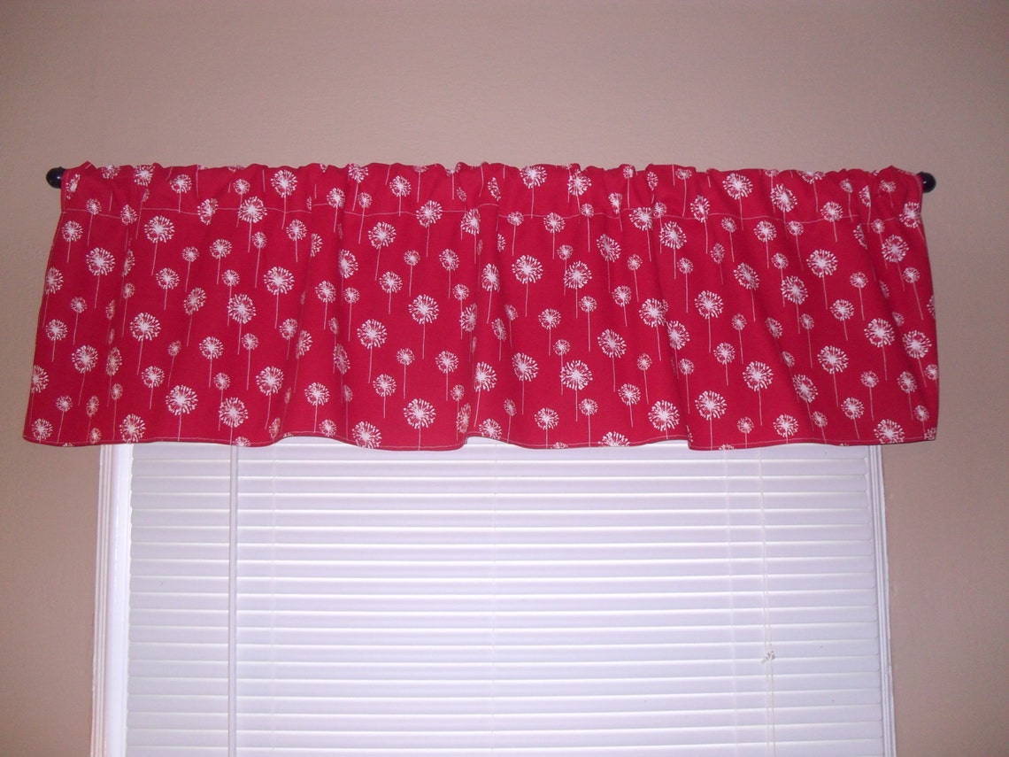 Set/pair of Handmade Curtain/valances 73W X 12L in Red/white Etsy