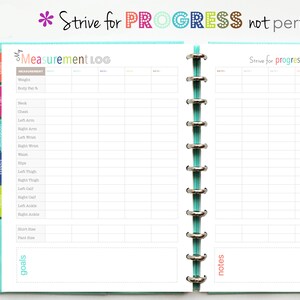 Fitness Planner, Printable Inserts, Diet Log INSTANT DOWNLOAD Weekly Meal Log, Goals, Fitness Log, Weight Loss, Letter Size and A5 image 9