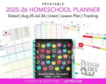 2025-2026 Homeschool Planner / Printable Inserts PDF / Lesson Planner / Virtual Learning, Calendar, Tracking, Big Happy Planner
