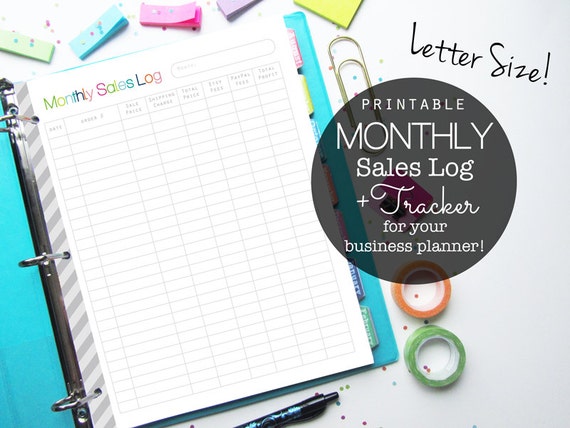 Monthly Sales Log PDF Printable Planner Page Inserts Small | Etsy