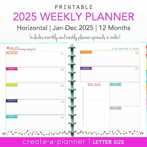 2025 Daily Weekly Planner // Printable Planner Inserts - Digital PDF // Horizontal //  Monthly, Weekly Planning, YO1P, Big Happy Planner