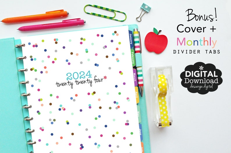 2024 Lined Calendar // Printable Planner Inserts PDF Download // Ruled, 2 page spread, Monthly, Agenda, Big Happy Planner image 4