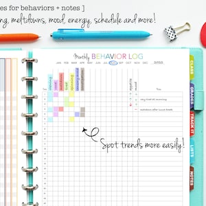 Behavior Tracking Class or Home, Autism ADHD Special Ed, Printable Planner Insert, Teacher, Parent, Meltdown, ABA BCBA