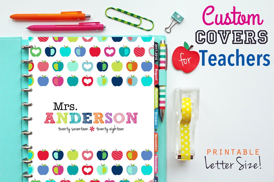 CUSTOM Teacher Planner Cover Binder Cover Printable Cover Etsy