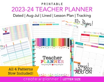 2023-2024 Teacher Planner // Printable Planner Inserts - PDF // Lesson Planner  // Grades, Attendance, Calendar, Happy Planner, education