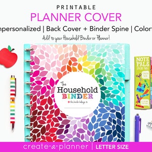 COVER ONLY Home Management Planner or Household Binder, printable insert in letter size fits BIG Happy Planner, dashboard