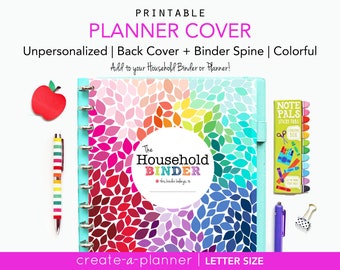 COVER ONLY Home Management Planner or Household Binder, printable insert in letter size fits BIG Happy Planner, dashboard