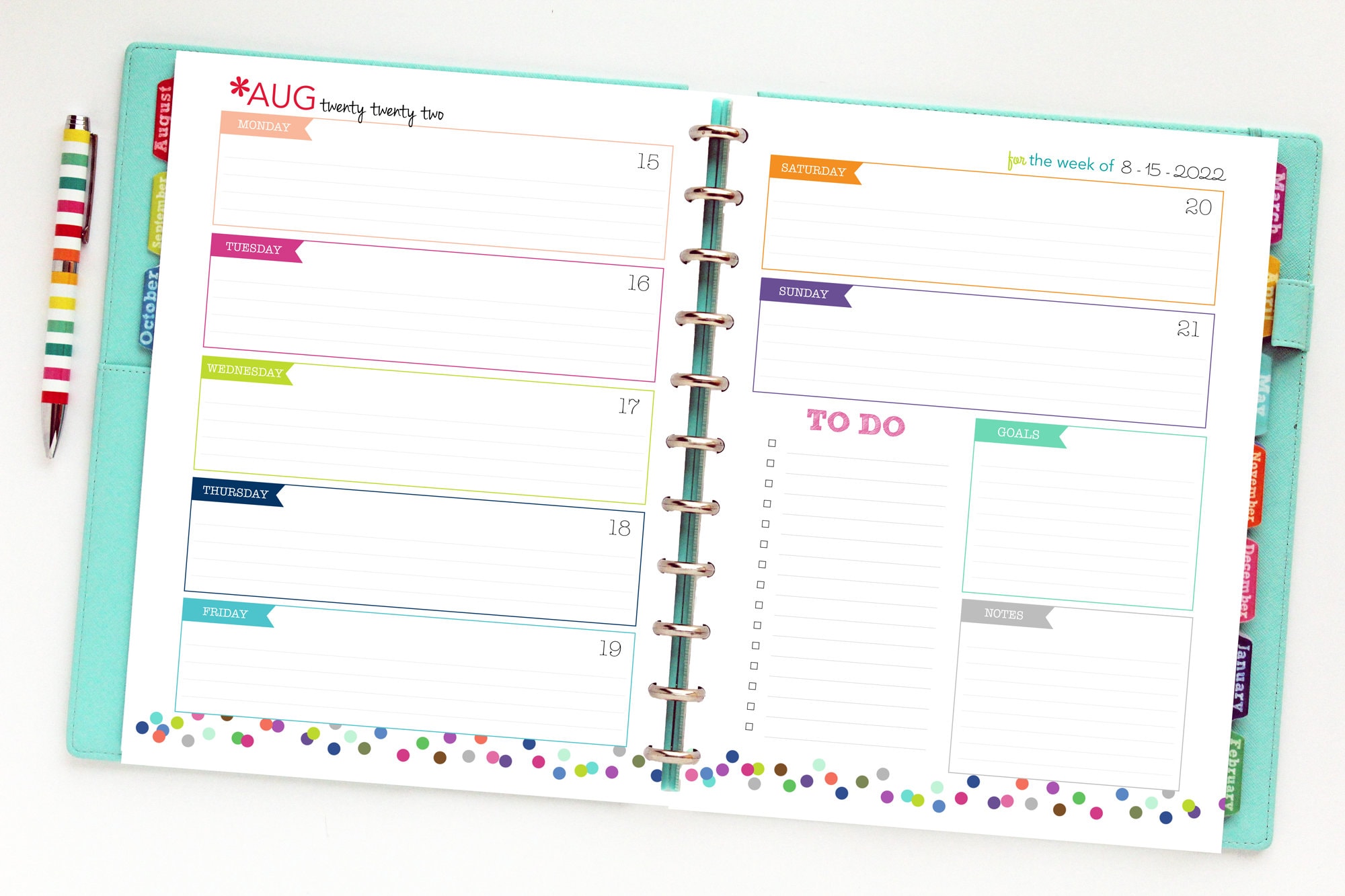 2022 daily planner printable planner inserts pdf