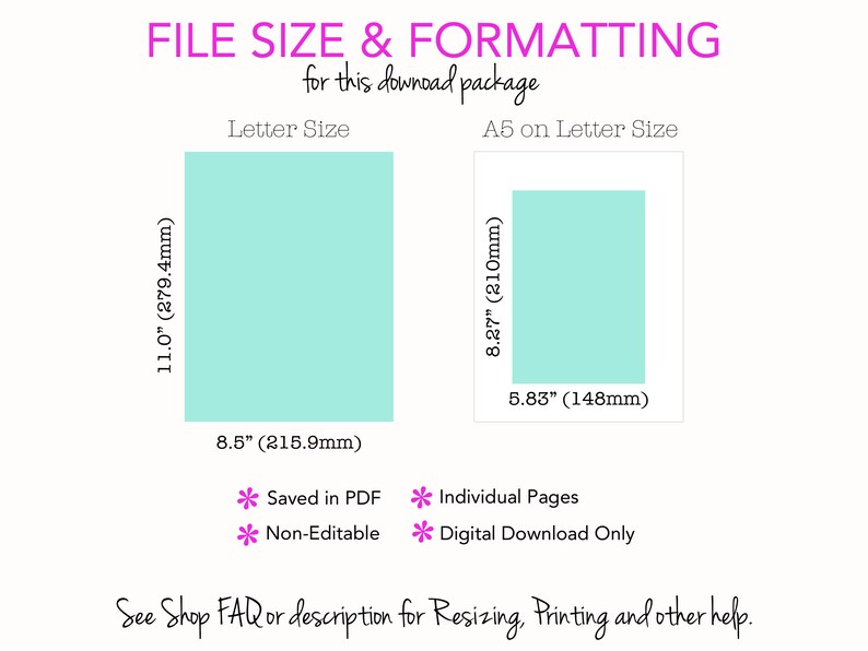 UNDATED Weekly Planner Printable, Confetti Dot INSTANT DOWNLOAD A5 and Letter Size image 3