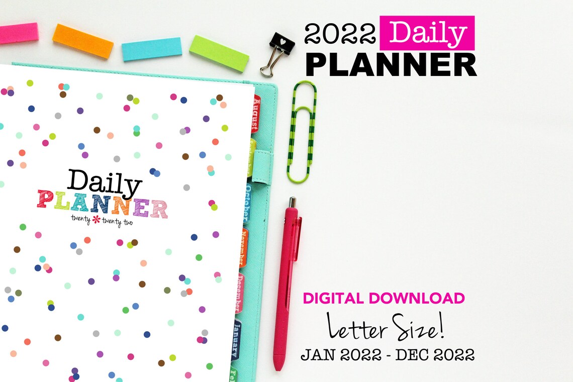 2022 Daily Planner // Printable Planner Inserts PDF Download Etsy