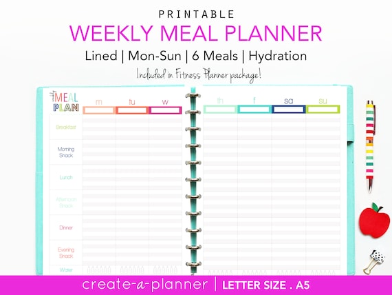 Weekly Meal Planner // Printable Planner Inserts PDF - Etsy
