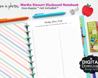 Monthly Brain Dump Task To Do List, Printable Planner Insert, Letter size -DIGITAL Download - Planning, organizing, month, checklist