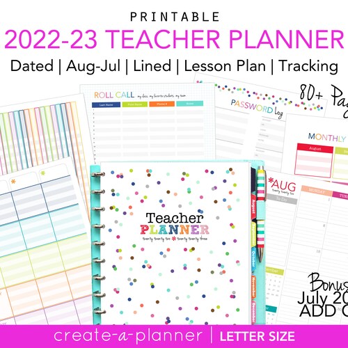 Teacher Lesson Planner Printable Teacher Planner 2023 Etsy