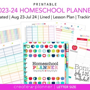 2023-2024 Homeschool Planner / Printable Inserts PDF / Lesson Planner / Virtual Learning, Calendar, Tracking, Big Happy Planner image 1