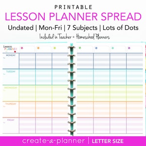 Planificador de lecciones sin fecha para maestros que educan en casa // Descarga digital imprimible // Rayado, colorido, enseñanza, educación en casa
