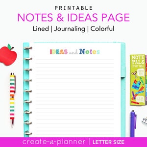 Lined Notes Page // Printable Planner Inserts - PDF Download // Personal Planner, Household Binder, Big Happy Planner, 2019