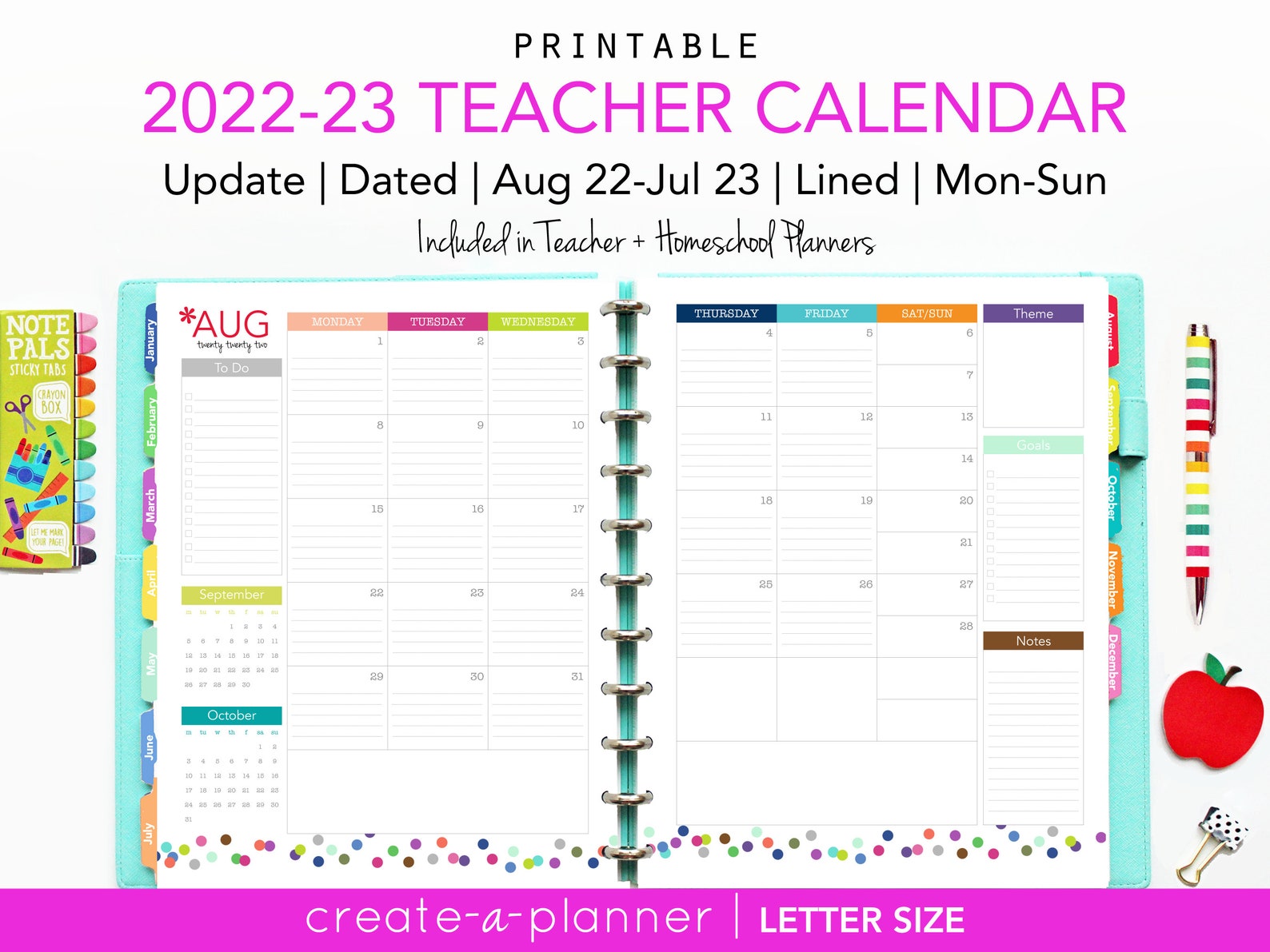 20222023 Teacher Planner Calendar Update // Printable Planner Etsy