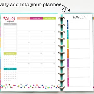 Weekly Planner Half Sheet // Printable Planner Inserts PDF Download // Agenda Personal Planner // Letter, Half Page, Big Happy Planner image 5