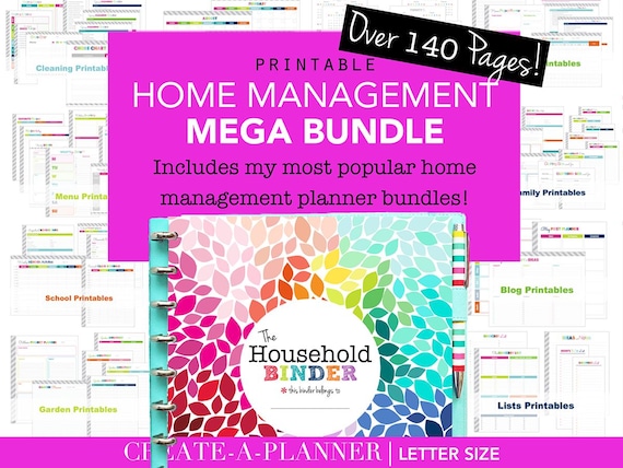 Life Binder Home Management Planner PDF Download, Household - Mom Planner, ADHD, Family Budget, Spring Cleaning, BIG Happy Planner, Chores