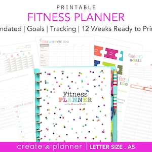 Fitness Planner // Printable Planner Inserts - PDF Download // Nutrition Log  // Workout Logs, Weight Loss, Health, Journal, Happy Planner