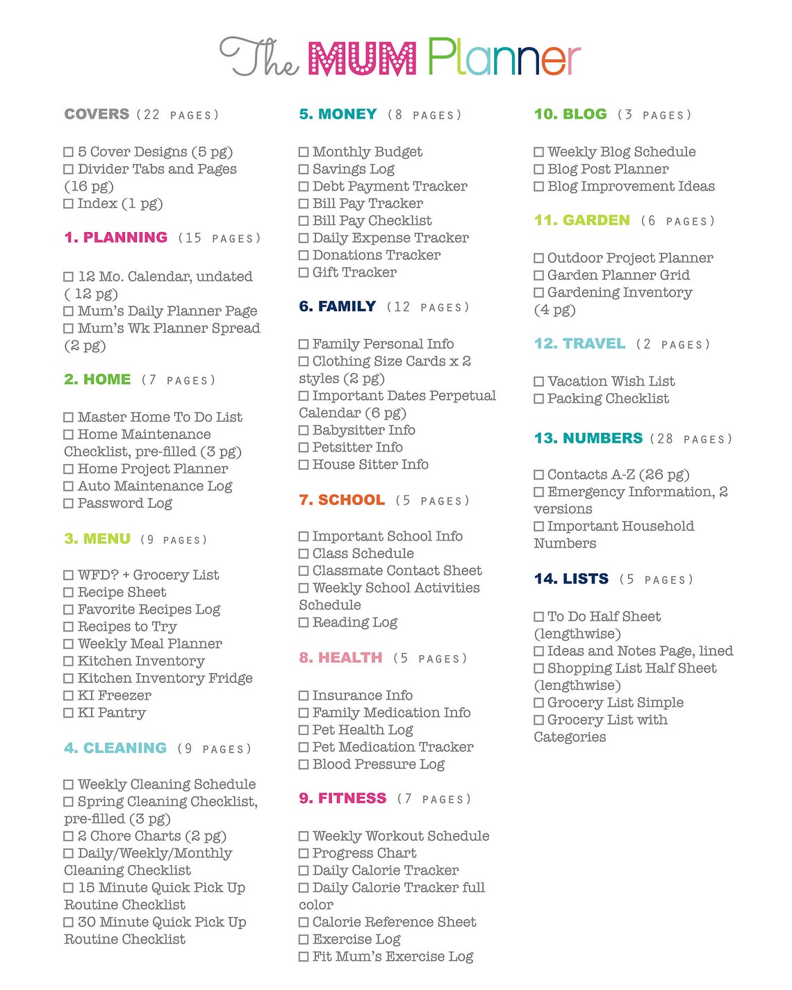 Household Binder // Printable Planner Inserts - PDF Download // Mum ...