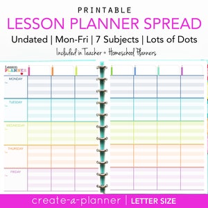Planificador de lecciones sin fecha Maestro Educación en el hogar // Descarga digital imprimible // Forrado, regalos de maestros, educación en el hogar