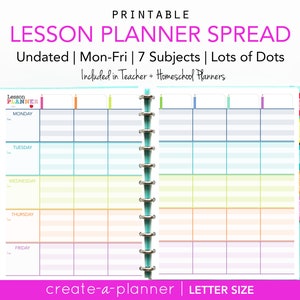 Undated Lesson Planner Teacher Homeschool // Printable Digital Download // Lined, teacher gifts, homeschooling image 1