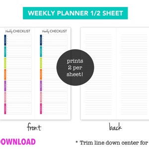 Task Tracker Weekly Checklist Half Sheet, Printable Planner Insert, Cleaning Schedule, letter size also fits Big Happy Planner image 3