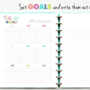 Fitness Planner, Printable Inserts, Diet Log INSTANT DOWNLOAD Weekly Meal Log, Goals, Fitness Log, Weight Loss, Letter Size and A5 image 7