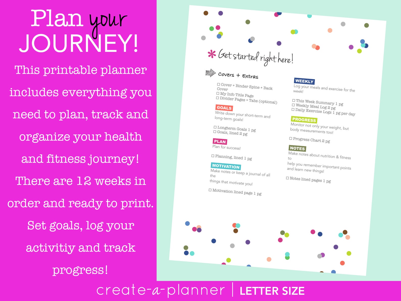 Fitness Planner // Printable Planner Inserts PDF Download // - Etsy