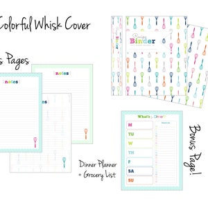Recipe Binder Template EDITABLE Bundle, Personalized, Printable PDF, Colorful, Cover plus Dividers, 3 Ring, Bridal Shower Gift, Organizer image 4