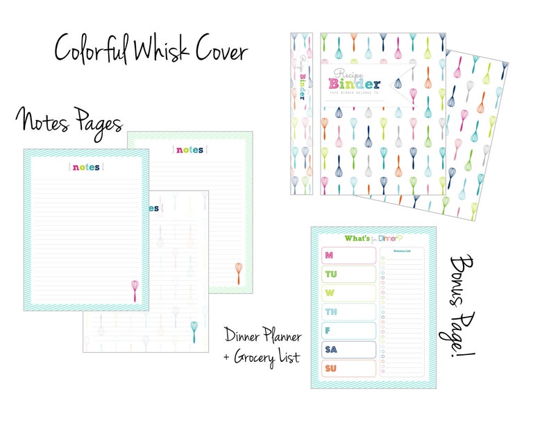 Recipe Binder Template EDITABLE Bundle, Personalized, Printable PDF, Colorful, Cover plus Dividers, 3 Ring, Bridal Shower Gift, Organizer image 4