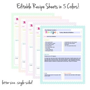Recipe Binder Template EDITABLE Bundle, Personalized, Printable PDF, Colorful, Cover plus Dividers, 3 Ring, Bridal Shower Gift, Organizer image 2